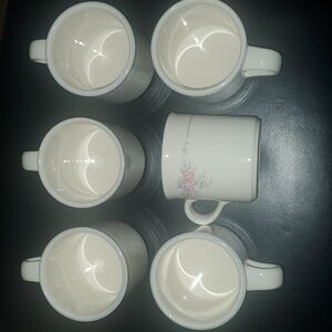 Pfaltzgraff home coffee mugs six size 8 ounces floral design cream pink green
